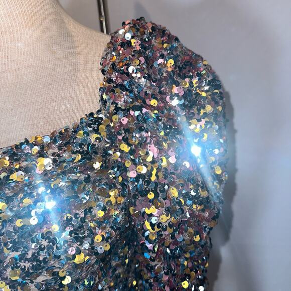 ASTR ISOLDE ONE SHOULDER SEQUIN BODYSUIT Size Medium - Picture 4 of 6